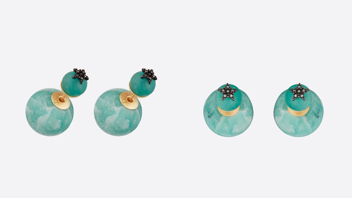 DIOR TRIBALES藍綠色天河石和水晶耳環，約為NT16,850