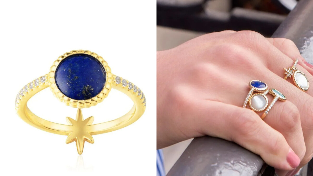 Yellow Silver Star Ring With Lapis，NT2,600
