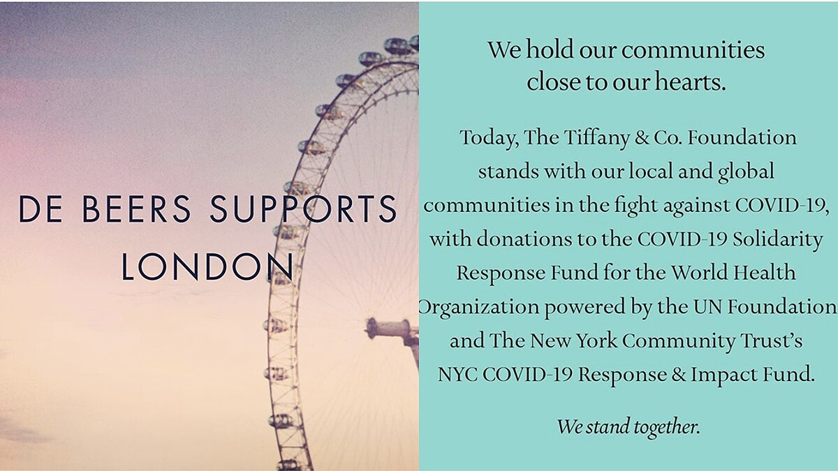 愛和互助是新冠肺炎疫情解方！BVLGARI、Tiffany &amp;amp; Co.、De Beers、Oris、Fred...群起響應防疫