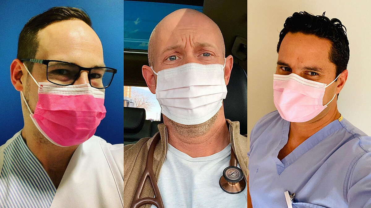 男生也可以戴粉紅色口罩!顏色沒有性別之分,國外男護士都戴起來了