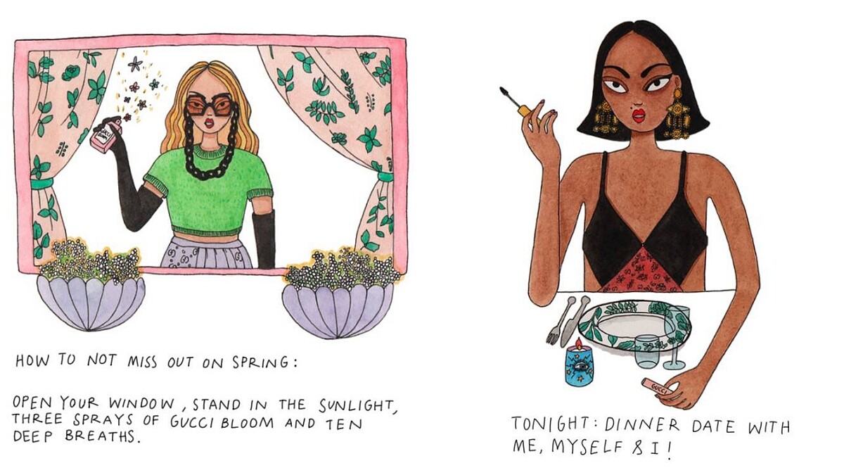 Gucci Beauty與藝術家 Emma Allegretti 合作，插畫畫出宅在家#StayAtHome的美好小事