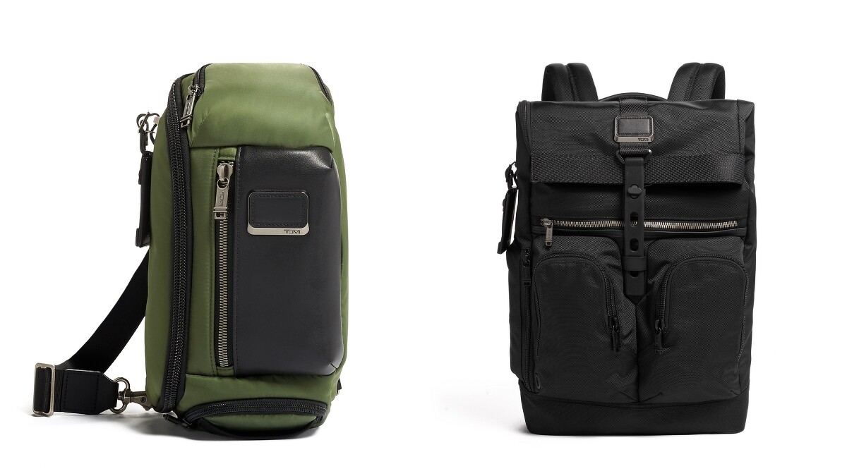 （左起）Alpha Bravo Kelly斜後背包（NT$11,200）、Alpha Bravo Lance後背包（NT$18,200）