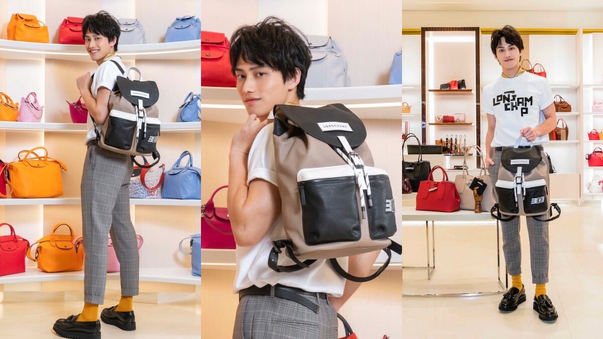 范少勳背上Lonchamp 3D Sport系列（L）後背包（NT$41,800）