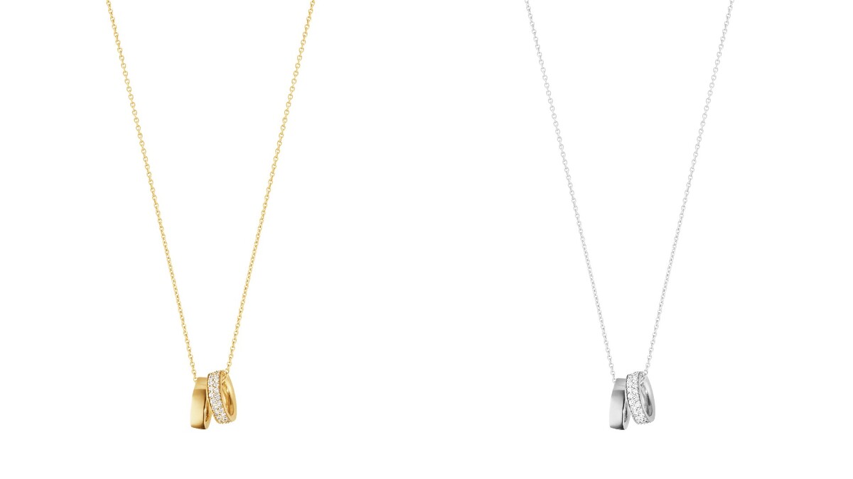 MAGIC系列 18K金鑽石鍊墜，NT56,700、18K白金鑽石鍊墜，NT58,900。