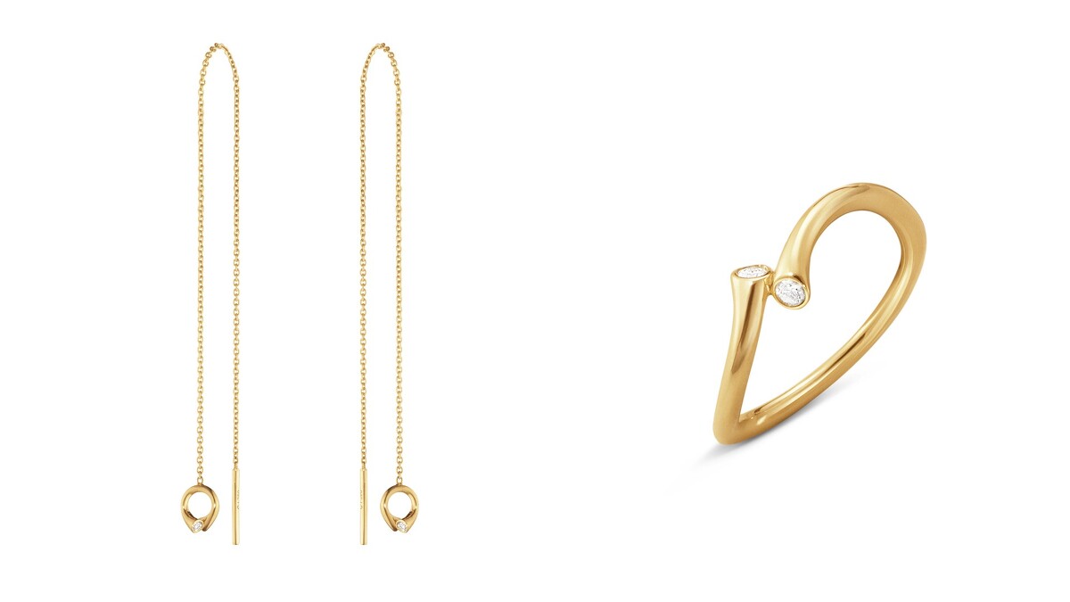 MAGIC系列 18K金耳掛式耳環，NT22,600、18K金鑽石戒指，NT31,000。