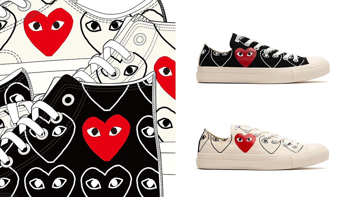 COMME des GARÇONS PLAY川久保玲聯名系列再一發！Converse 推出Chuck 70高、低筒設計，還佈滿愛心臉圖案
