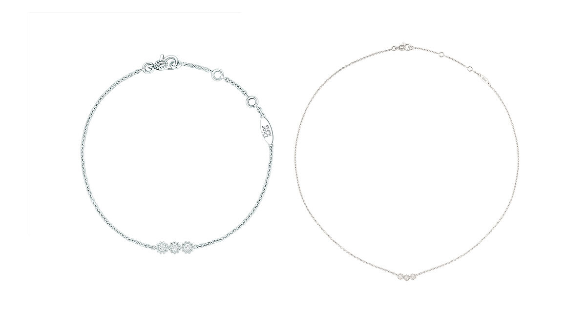 Mimirose 白K金鑽石手鍊、Mimirose 白K金鑽石項鍊，all by Dior