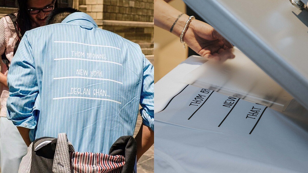 Thom Browne獨家推出客製壓印服務,每一件都是Thom Browne先生的手寫字跡