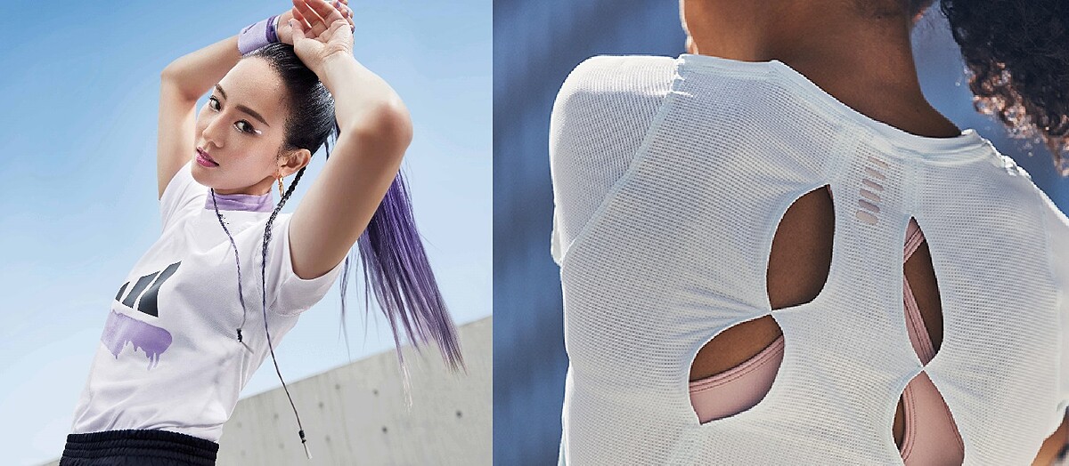 adidas Summer Attack系列SUB LOGO T恤(紫)，NT1,090、UNDER ARMOUR ISO-CHILL系列T-Shirt，NT1,880