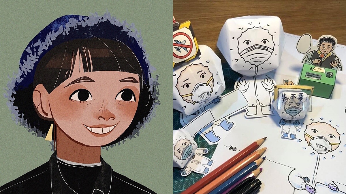 防疫前線｜專訪插畫家許彤，讓美勞陪你歡樂防疫～時中、唐鳳、副總統大仁哥模型自己做