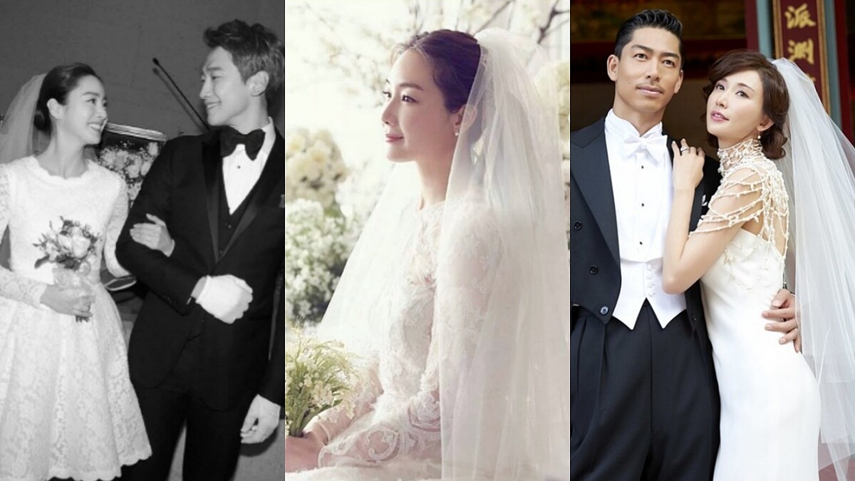 金泰希的俏麗短婚紗、崔智友的典雅白紗...女孩夢想的嫁衣都在這！亞洲名人經典婚紗特輯