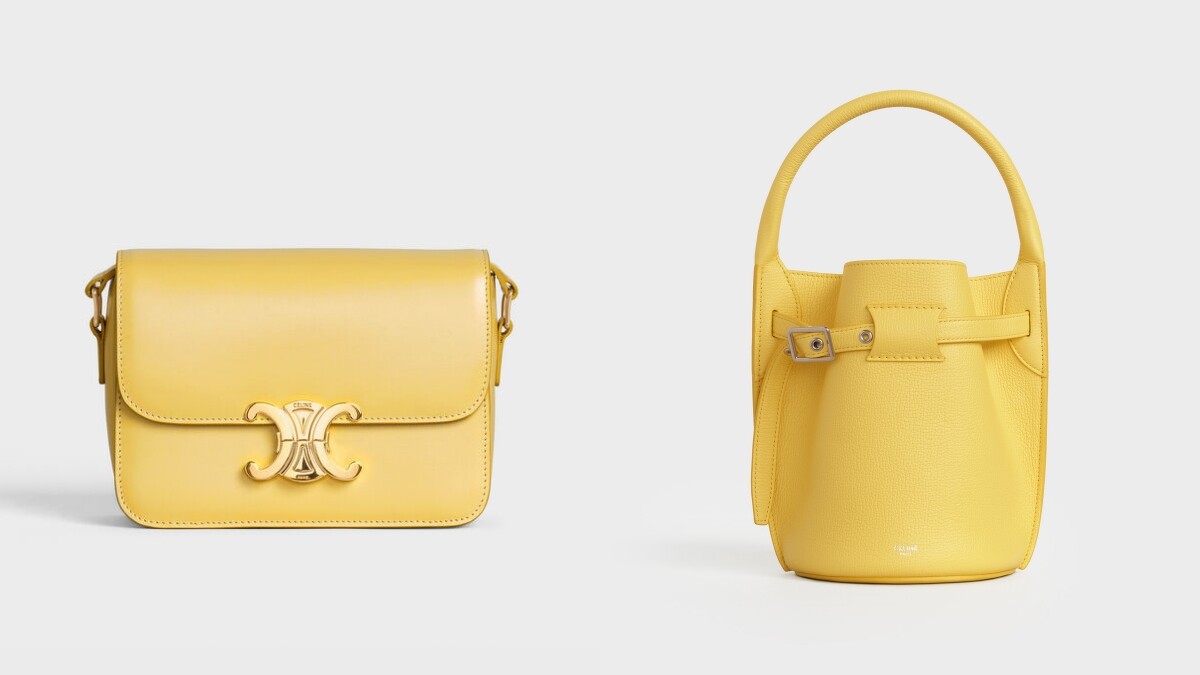 TRIOMPHE小牛皮肩背包（NT$105,000）、BIG BAG BUCKET小牛皮袖珍提包（NT$56,000）