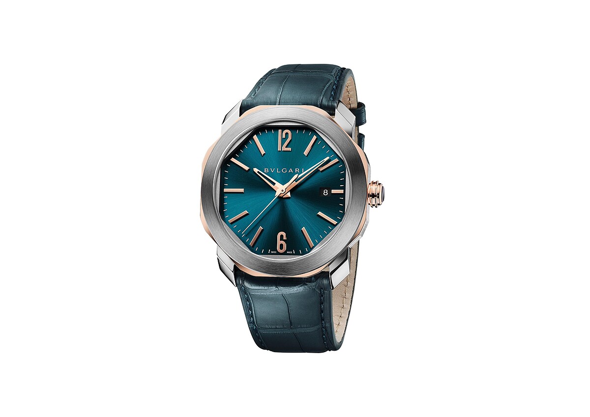 BVLGARI OCTO ROMA 精鋼與鱷魚皮錶帶腕錶_參考售價約新台幣223,400元