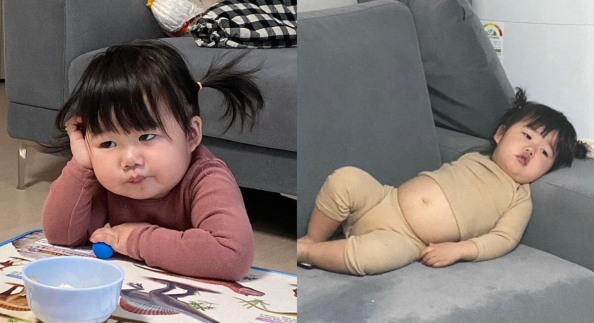 是萌娃還是大叔？！超有戲韓國IG網紅小妹，圓滾滾小肚肚、厭世表情，實在太可愛啦！