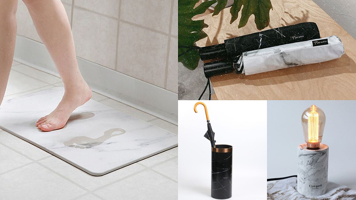 別被雨天打壞心情！精選「大理石紋系」居家必備小物，從雨傘到除濕地墊通通有，出門、回家都不憂鬱