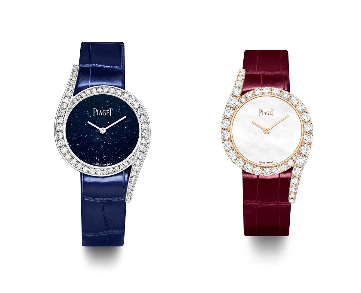PIAGET Limelight Gala系列18K白金鑲鑽高級珠寶腕錶，26毫米；18K玫瑰金鑲鑽高級珠寶腕錶。