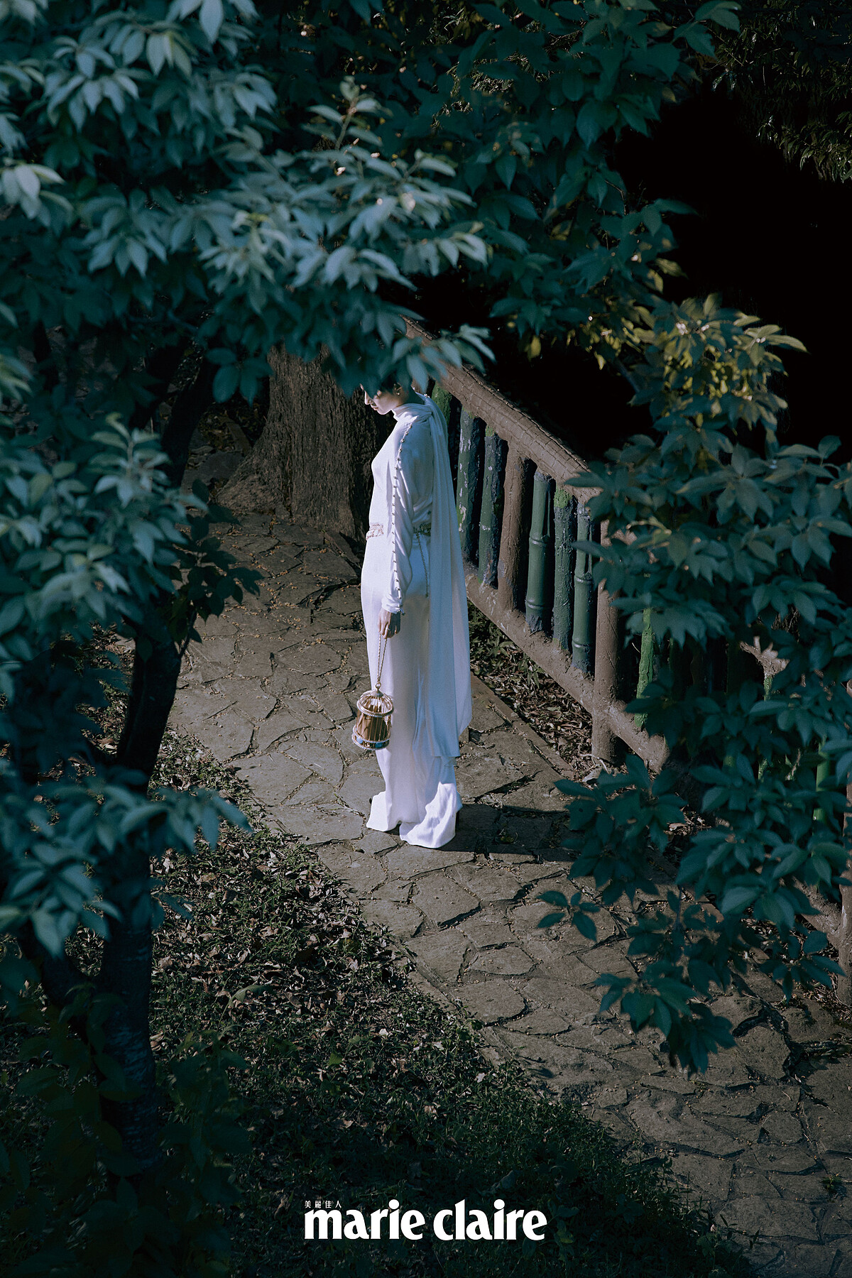 肩飾絲質長洋裝、Coco Crush 高級珠寶系列、鳥籠造型鍊包，all by Chanel。