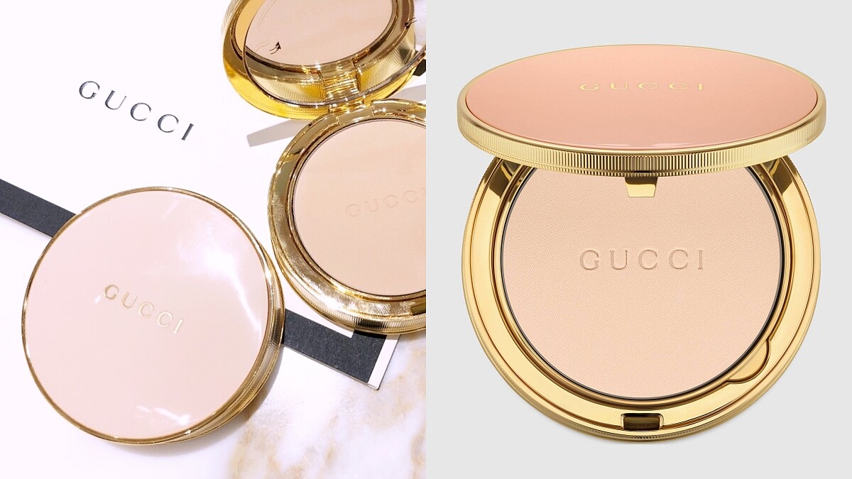 GUCCI 超夢幻粉餅台灣開賣！石英粉紅外盒配上鑲金邊框，真的美炸
