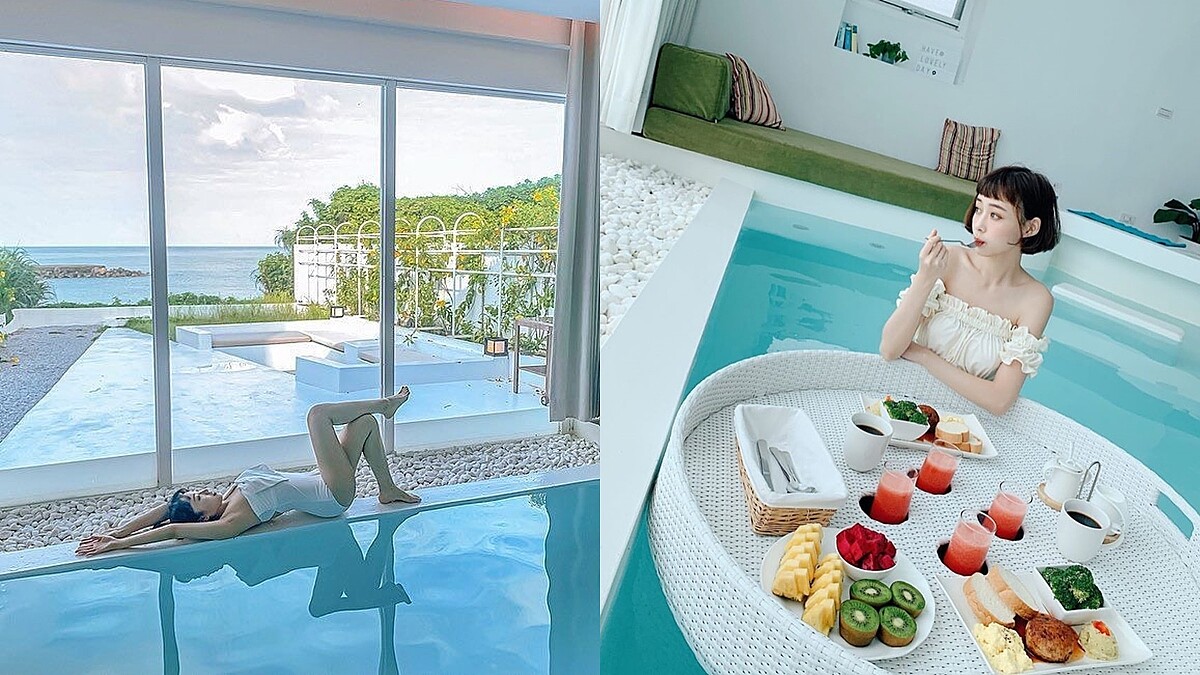 房間內有獨享游泳池！墾丁海景民宿「碧海晴天」堪稱度假天堂，不用曬太陽也能拍比基尼大片，純白色裝潢美翻