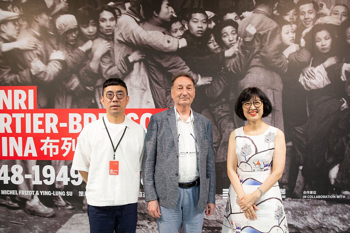《布列松在中國》策展人蘇盈龍、Michel Frizot；北美館館長林平。