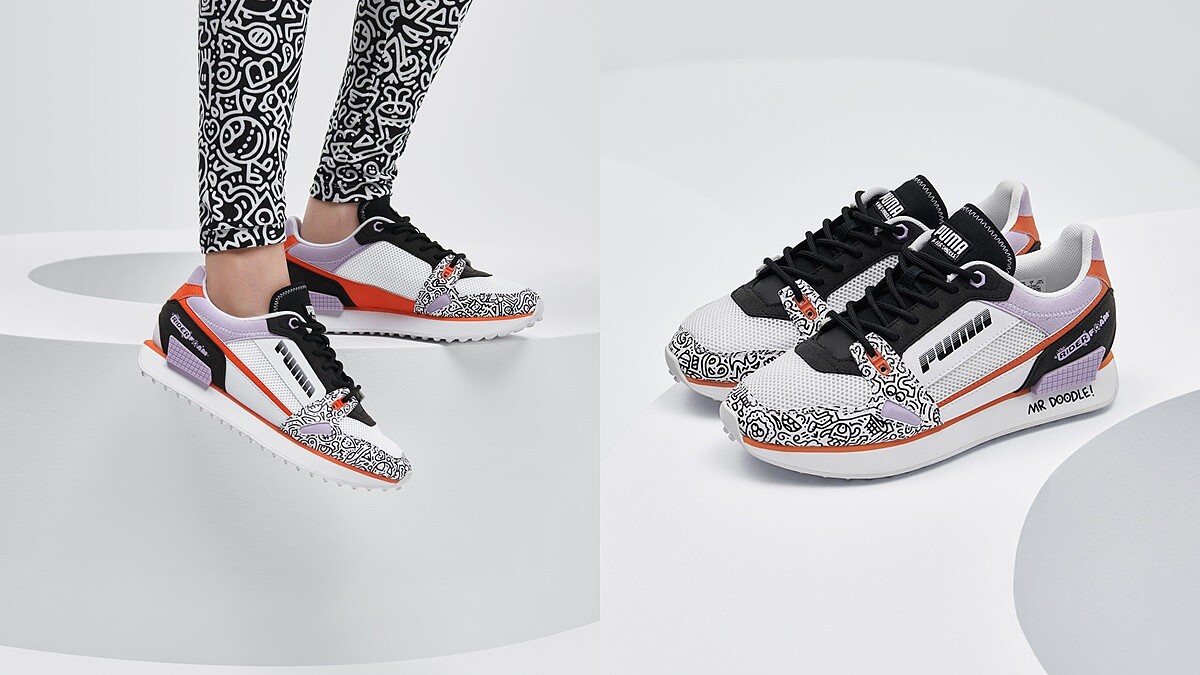 塗鴉搭上薰衣草紫太俏皮！Puma推出Mr. Doodle聯名系列，不能錯過的品項是這些