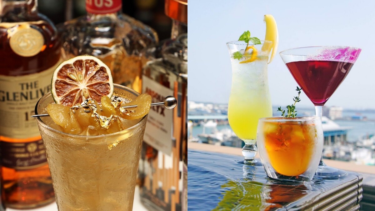 （左）望安冰茶、（右）「在地特調」如菊島夏至、陽光沙灘仙人掌、外婆的澎湖灣