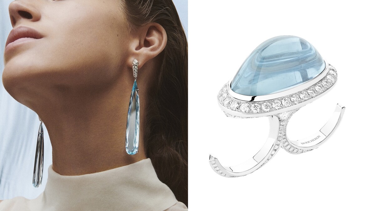 Boucheron寶詩龍2020年全新Contemplation系列Bleu Infini主題吊墜耳環與指間戒
