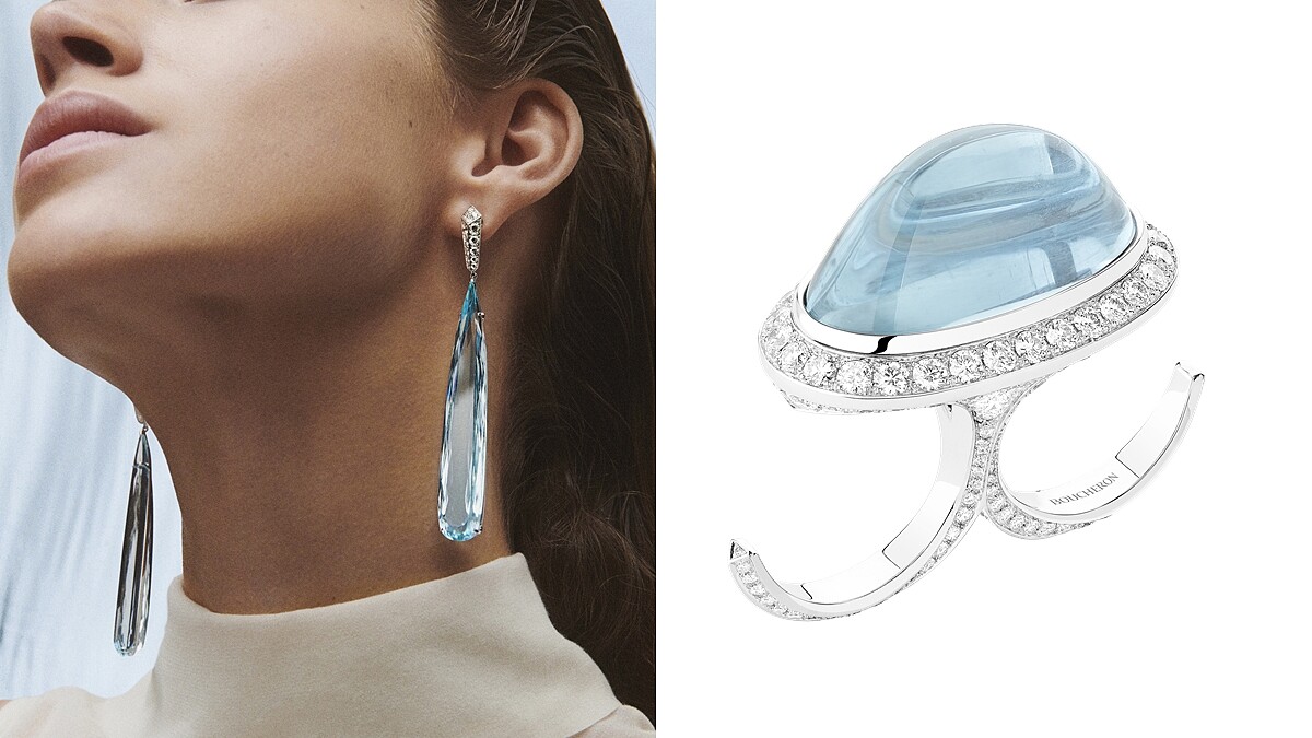 Boucheron寶詩龍2020年全新Contemplation系列Bleu Infini主題吊墜耳環與指間戒