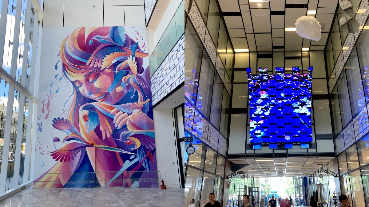 1樓有咖啡廊道、充滿童趣風格的壁畫