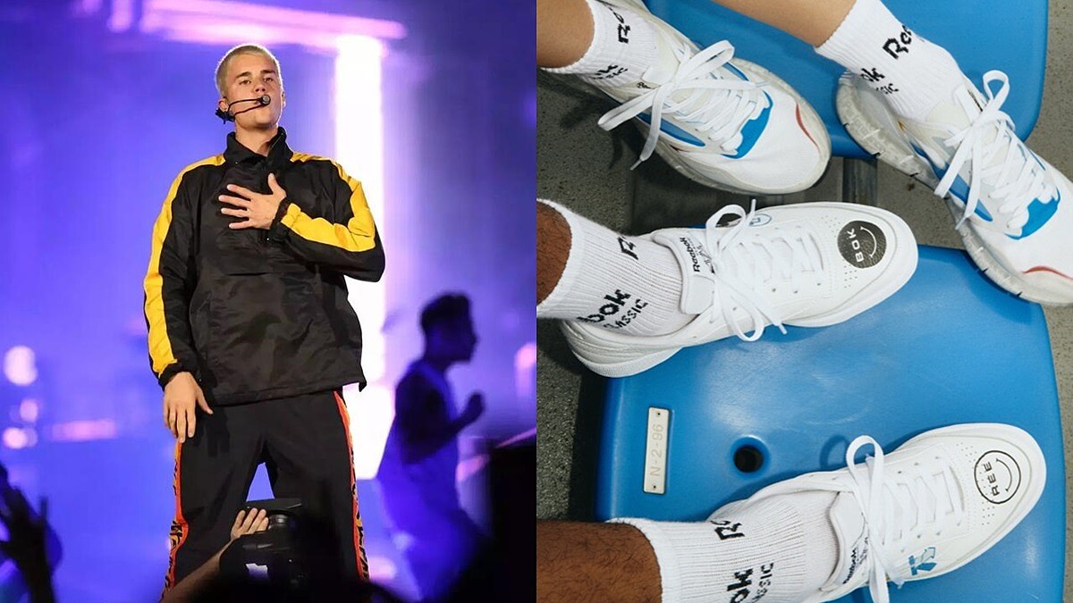Reebok聯手小賈斯汀愛牌BlackEyePatch推出全新聯名系列，經典小白鞋加上笑臉圖案絕對瘋搶