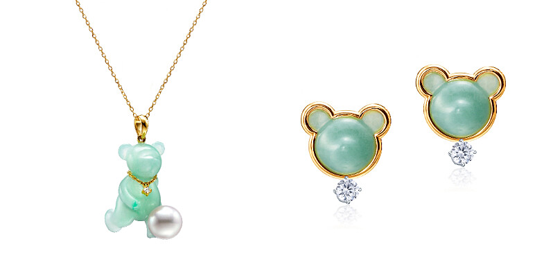 林曉同「陪伴玉熊」系列珍珠足球熊墜飾、迷你熊頭鑽石耳環