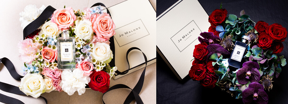 8月23～24日到下述4家Jo Malone London限定專櫃，凡購買100ml香水再加任一件商品，就會幫妳把香水包進充滿濃情蜜意的花盒裡(花盒請以現場為主)。