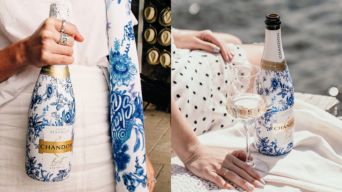 Chandon香桐這支汽泡酒限量瓶太美了！雪梨海灘化作優雅藍白印花，今夏最愜意的微醺之選