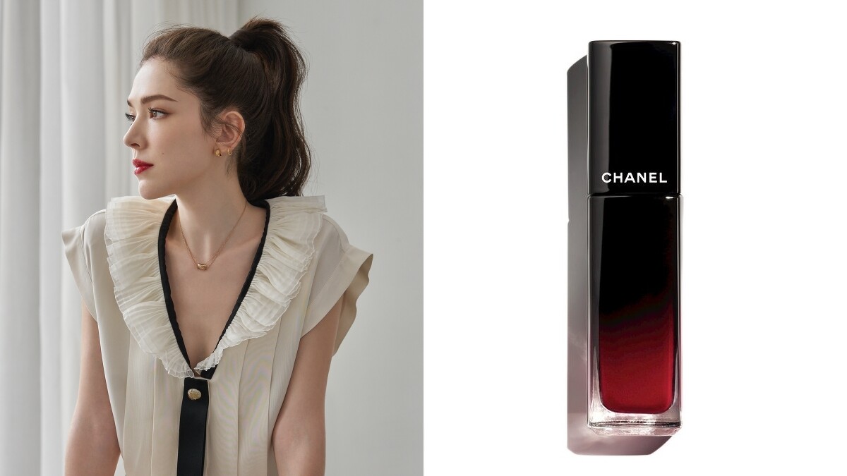 口紅使用香奈兒超炫耀釉光唇萃#80永恆