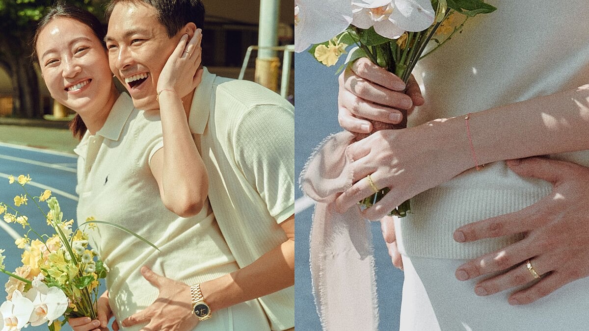 楊祐寧與太太Melinda的對戒來自Chaumet Torsade系列