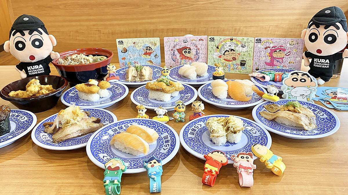 小新出沒！藏壽司X蠟筆小新推4款全新扭蛋、拼圖，肥嘟嘟左衛門佔領藏壽司，享肉祭必吃直火爐烤牛肉壽司