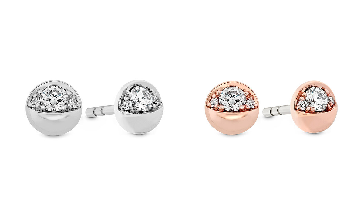 BEHATI BOLD SHAPE白K金鑽石耳環、BEHATI BOLD SHAPE玫瑰金鑽石耳環