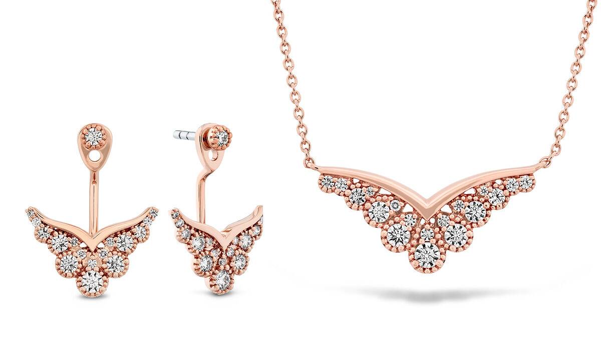 BEHATI SILHOUETTE玫瑰金鑽石耳環、BEHATI SILHOUETTE玫瑰金鑽石項鍊