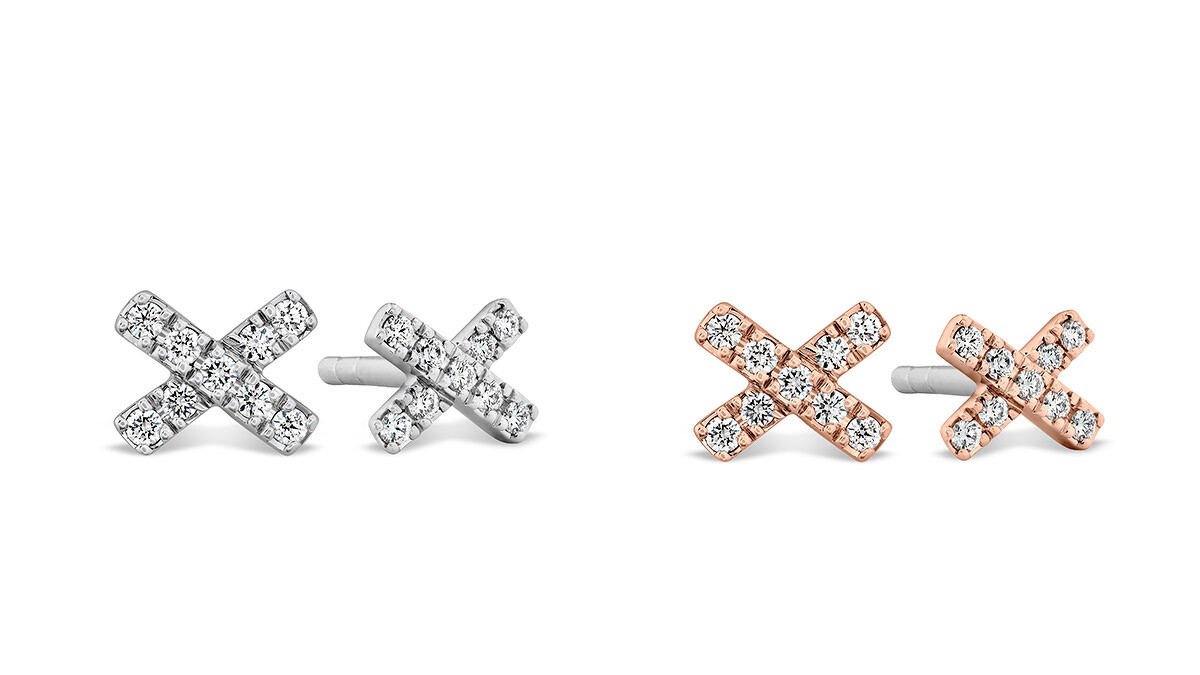 HARLEY XO白K金鑽石耳環、HARLEY XO玫瑰金鑽石耳環