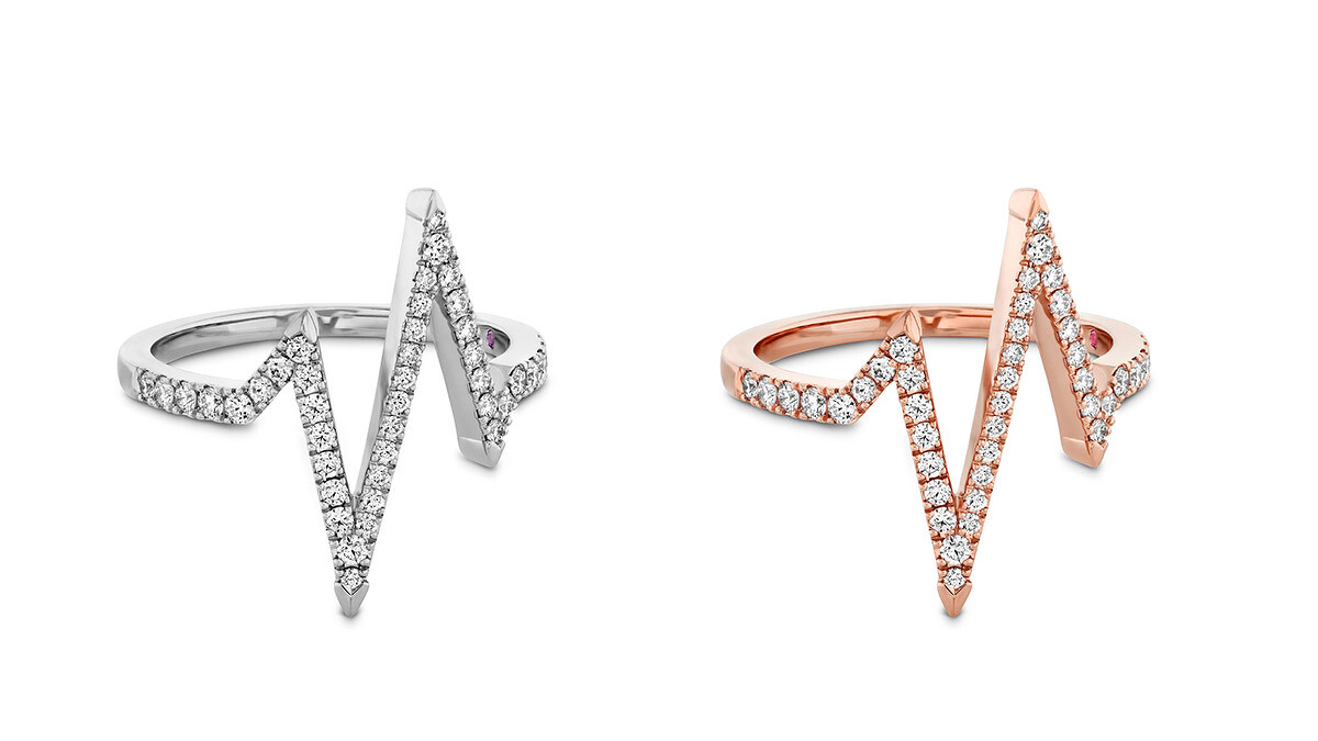 LOVE CODE HEARTBEAT白K金鑽石戒指、LOVE CODE HEARTBEAT玫瑰金鑽石戒指