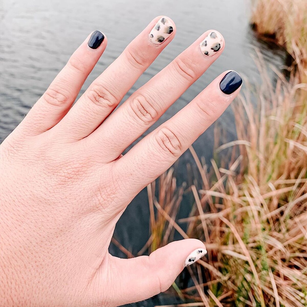 秋冬美甲趨勢-簡約動物紋