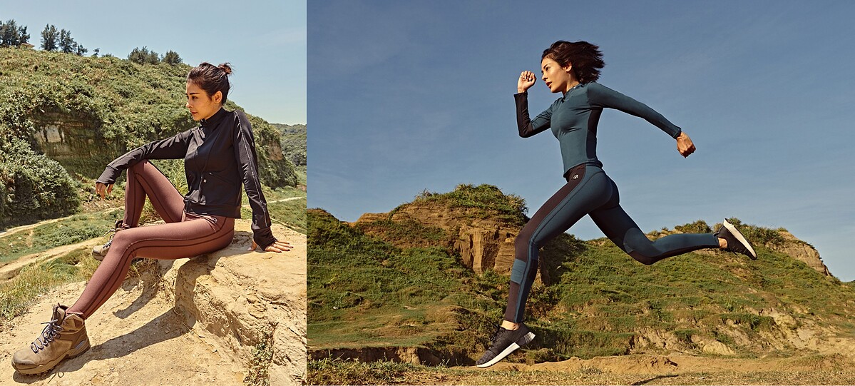 MOLLIFIX 2020秋冬新品 「預約未來的自己 」OUTLAST恆溫系列，兼具恆溫保暖機能性及時尚感 左：OUTLAST恆溫中層訓練外套 售價：4,280，OUTLAST撞色恆溫訓練褲 售價：2,880 右：OUTLAST恆溫彈性訓練上衣 售價：2,880，OUTLAST撞色恆溫訓練褲 售價：2,880