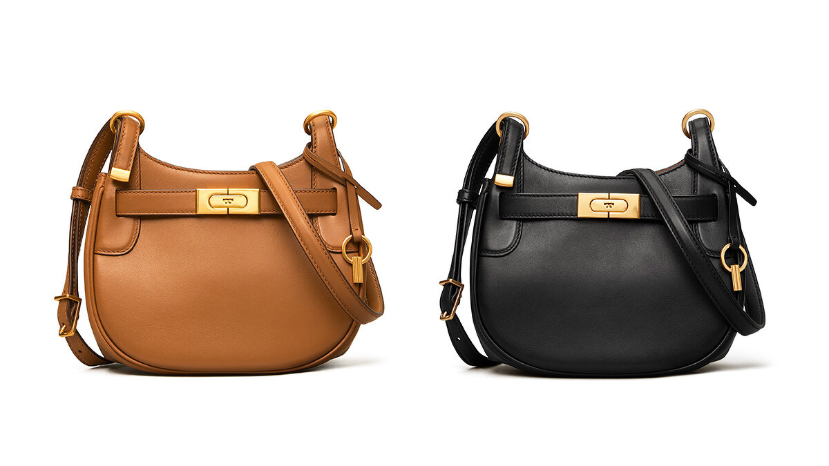 Tory Burch 焦糖褐光滑皮革Lee Radziwill馬鞍包、黑色光滑皮革Lee Radziwill馬鞍包，NT25,900。