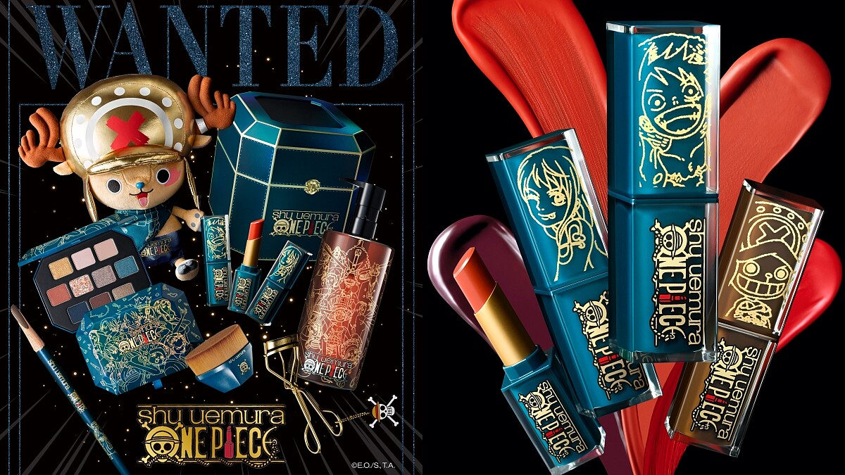 植村秀竟然推出航海王聖誕聯名彩妝！魯夫的橡膠槍、娜美的天候棒、喬巴的跳躍強化通通變成口紅色號