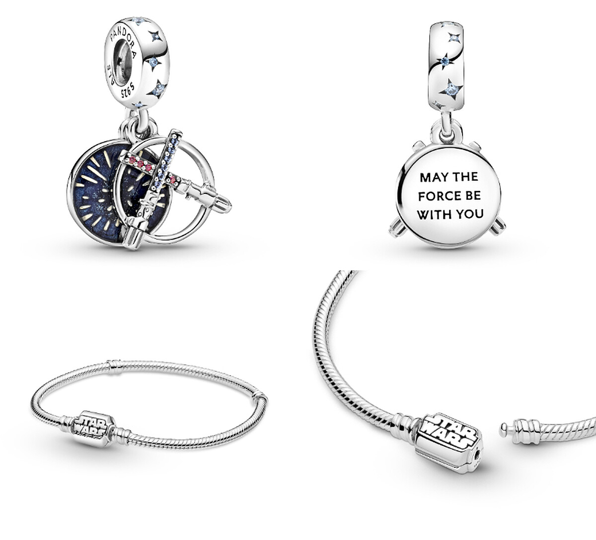 星際大戰「光劍」造型吊飾NT2,480、Moments「星際大戰」Logo釦頭蛇鏈手鏈NT3,680