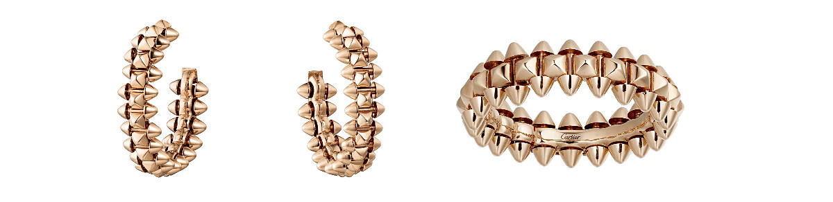 CLASH DE CARTIER系列玫瑰金耳環、玫瑰金戒指(共有小型款與大型款)。