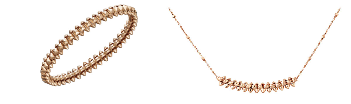 CLASH DE CARTIER系列玫瑰金手環、玫瑰金項鍊(共有小型款與大型款)。