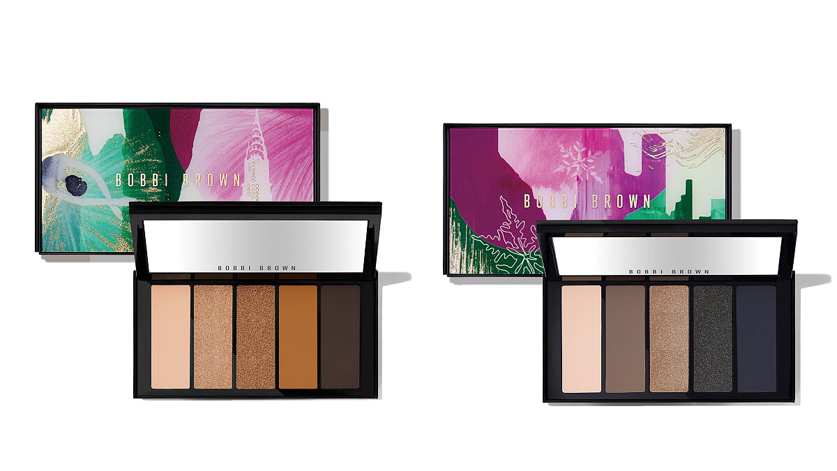 左：紐約夕陽焦糖 5色眼彩盤、右：紐約夜幕藍靛 5色眼彩盤