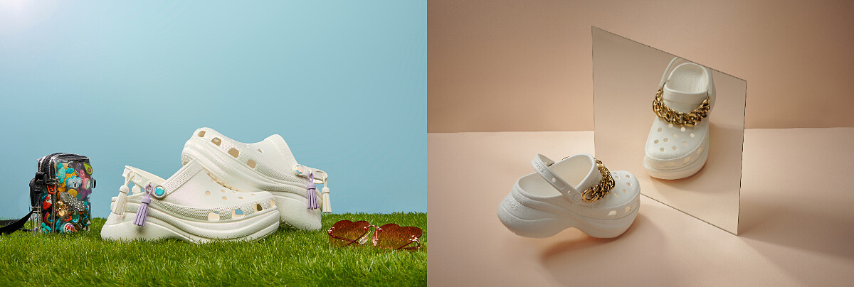 左起，閃耀流蘇老爹克駱格，NT2,380、前衛鍊條老爹克駱格，NT2,380。