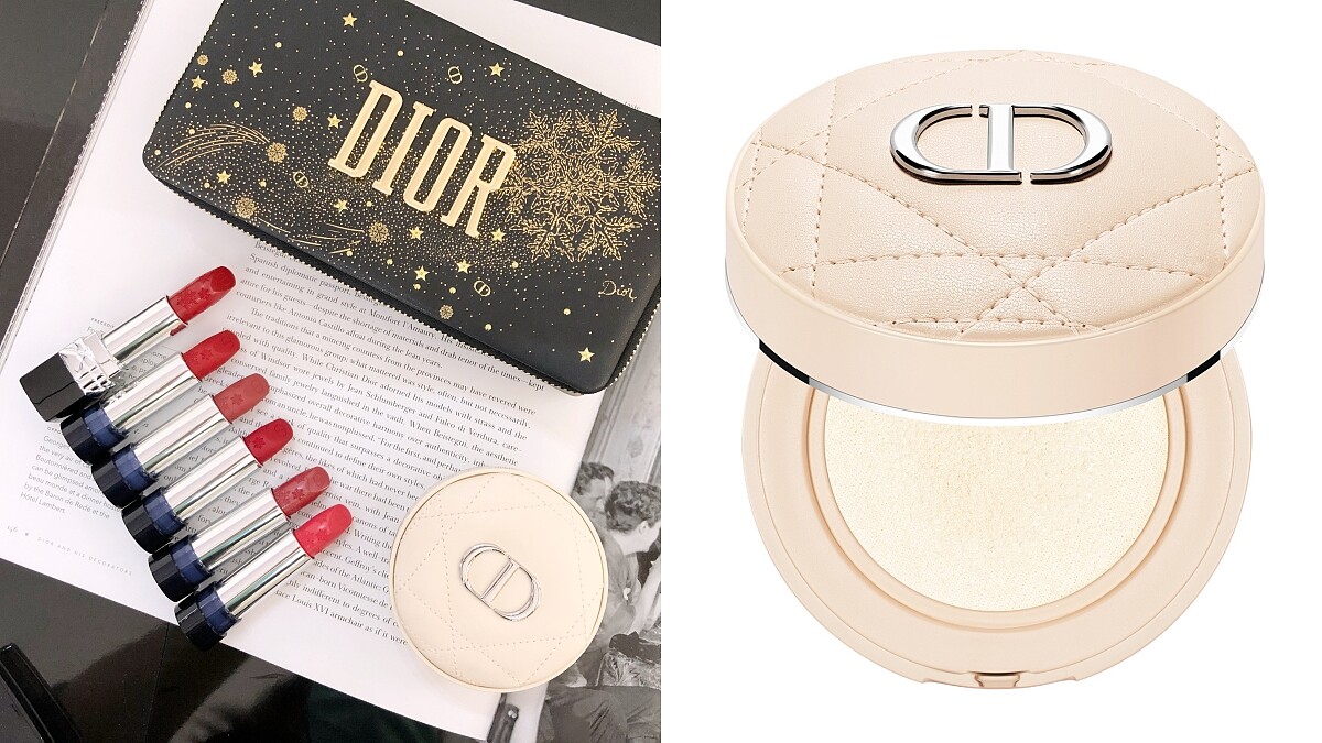 DIOR 2020聖誕彩妝必收奶茶粉色氣墊！還有烙印雪花圖騰的迪奧藍星唇膏珠寶盒，立體嵌印的幸運星太精緻